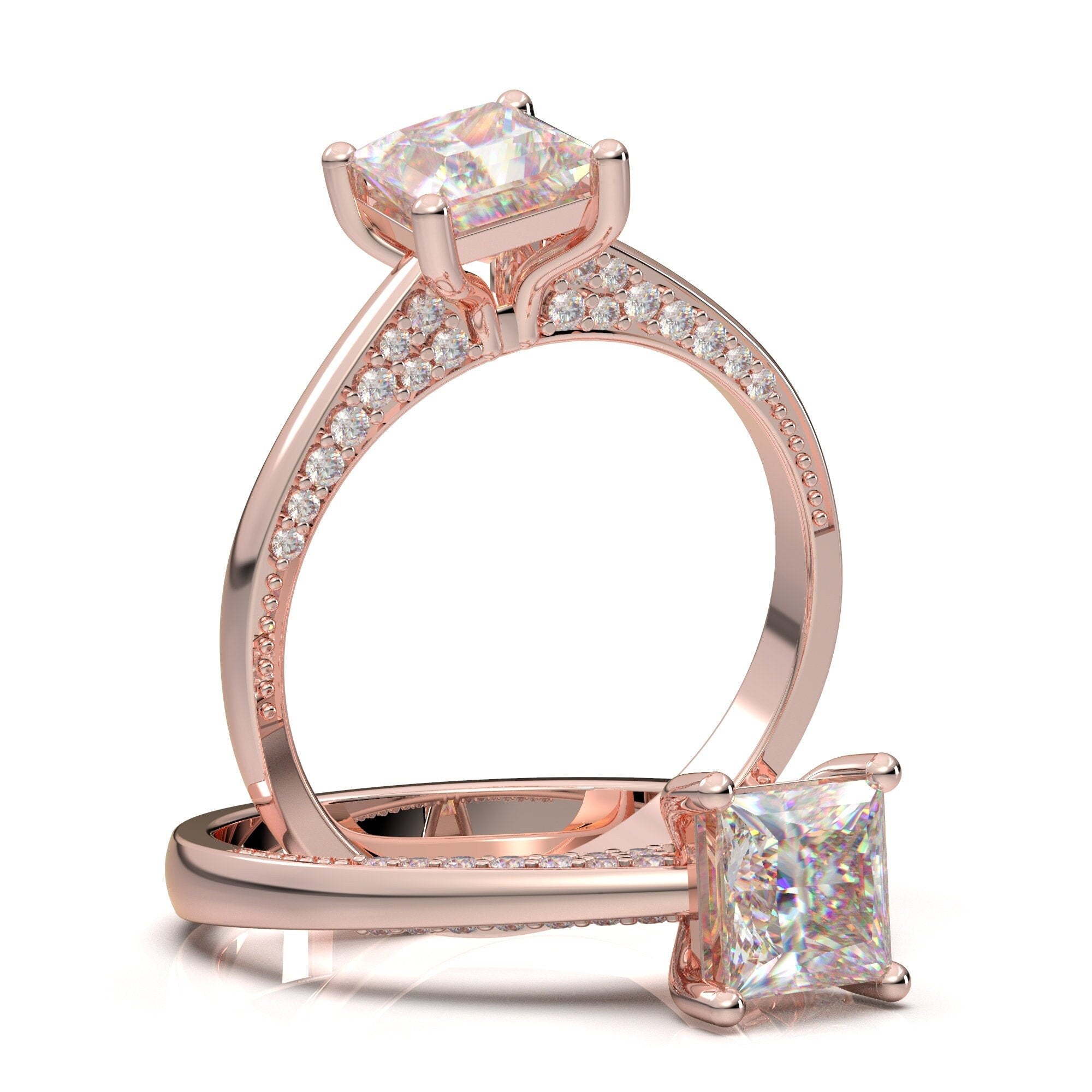 RTUB1339-18k Gold Rose diamond spinner ring for women - Olivacom